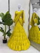 Load image into Gallery viewer, Lemon Ready-to-Wear Lehenga Saree – Elegant Faux Georgette with Coin Lace Border