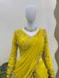 Load image into Gallery viewer, Lemon Ready-to-Wear Lehenga Saree – Elegant Faux Georgette with Coin Lace Border