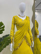 Load image into Gallery viewer, Lemon Ready-to-Wear Lehenga Saree – Elegant Faux Georgette with Coin Lace Border