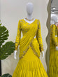 Load image into Gallery viewer, Lemon Ready-to-Wear Lehenga Saree – Elegant Faux Georgette with Coin Lace Border
