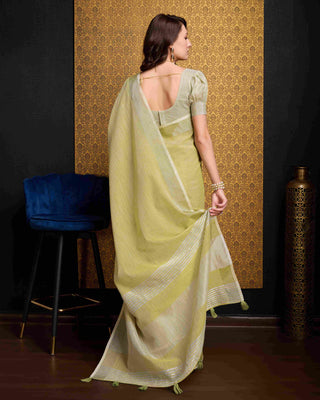 Lemon Yellow Elegant Solid Saree with Zari Border – Timeless Grace ClothsVilla