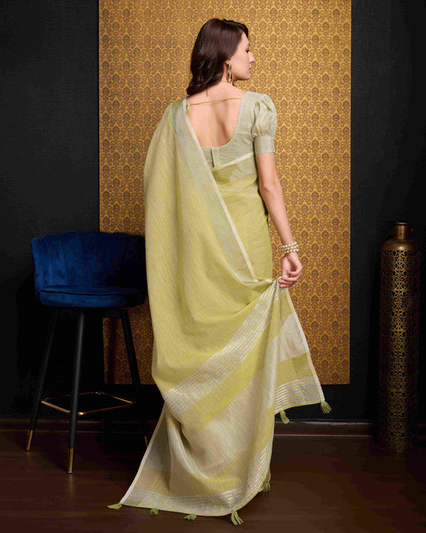 Lemon Yellow Elegant Solid Saree with Zari Border – Timeless Grace ClothsVilla