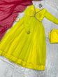Load image into Gallery viewer, Lemon Yellow Rakhi Special Georgette Anarkali Suit with Real Mirror Lace
