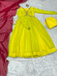 Load image into Gallery viewer, Lemon Yellow Rakhi Special Georgette Anarkali Suit with Real Mirror Lace