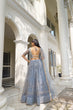 Load image into Gallery viewer, Light Blue Butterfly Net Lehenga with Tone-to-Tone Embroidery