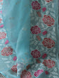 Load image into Gallery viewer, Light Blue Organza Silk Saree with Resham Floral Embroidery ClothsVilla