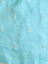 Load image into Gallery viewer, Light Blue Organza Silk Saree with Resham Floral Embroidery ClothsVilla