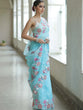 Load image into Gallery viewer, Light Blue Organza Silk Saree with Resham Floral Embroidery ClothsVilla