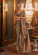 Load image into Gallery viewer, Light Brown Elegant Banarasi Silk Blend Saree with Woven Design &amp; Tassel Detailing ClothsVilla