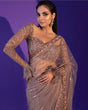Load image into Gallery viewer, Light Brown Heart-Stealing Net Saree with Sequins, Dori &amp; Zari Work Clothsvilla