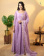 Light Dusty Mauve Elegant Designer Party Wear Fancy Umbrella Gown Set with Dupatta & Bottom