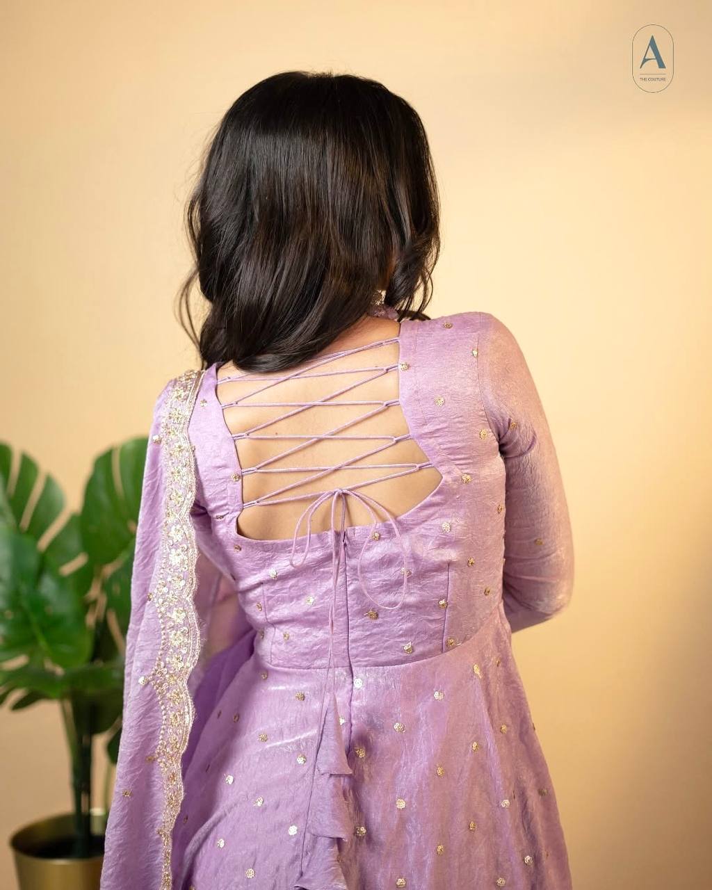 Light Dusty Mauve Elegant Designer Party Wear Fancy Umbrella Gown Set with Dupatta & Bottom