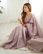 Load image into Gallery viewer, Light Dusty Mauve Elegant Ready-to-Wear Gold Crush Tissue Silk Saree with Fully Stitched Blouse - Premium Quality
