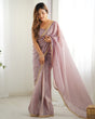 Load image into Gallery viewer, Light Dusty Mauve Elegant Ready-to-Wear Gold Crush Tissue Silk Saree with Fully Stitched Blouse - Premium Quality