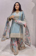 Load image into Gallery viewer, Light Gray Elegant Heavy Chinon Silk Embroidered Palazzo Set with Fancy Tassels &amp; Dupatta ClothsVilla