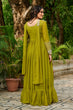 Load image into Gallery viewer, Parrot Green Elegant Star Georgette Embroidered Gown with Dupatta – Beads &amp; Sequins Work ClothsVilla