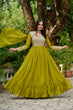 Load image into Gallery viewer, Parrot Green Elegant Star Georgette Embroidered Gown with Dupatta – Beads &amp; Sequins Work ClothsVilla