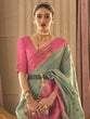 Load image into Gallery viewer, Light Green Graceful Woven Banarasi Silk Blend Saree with Tassel Detailing ClothsVilla