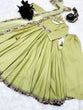 Load image into Gallery viewer, Light Green Luxurious Chinon Silk Embroidered Gown with Flowing 8 Meter Flair ClothsVilla