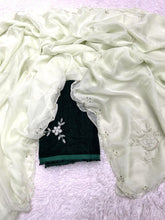 Load image into Gallery viewer, Light Green Soft Organza Saree with Exquisite Handwork &amp; Velvet Silk Blouse ClothsVilla