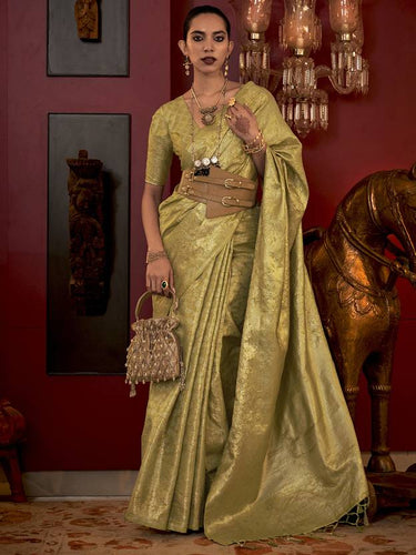 Light Green Stylish Party Wear Saree with Unstitched Blouse Piece ClothsVilla