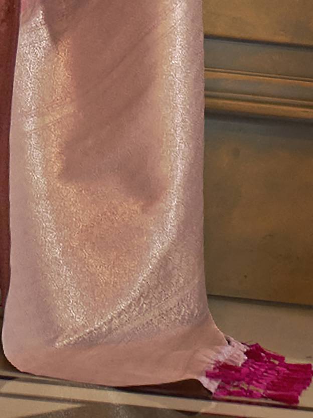 Light Pink Classic Banarasi Silk Blend Saree – Perfect for Weddings & Festive Occasions ClothsVilla