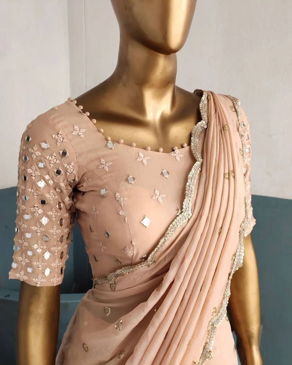 Light Pink  Designer Faux Georgette Semi-Stitched Lehenga Set with 9mm Sequin Embroidery & Cutwork Dupatta Clothsvilla
