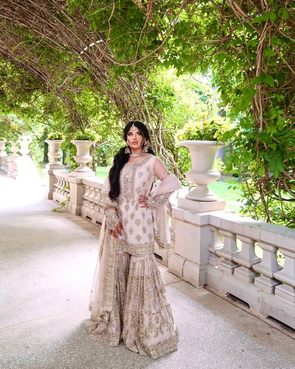 Light Pink Designer Party Wear Heavy Faux Georgette Embroidered Top, Plazzo & Dupatta Set
