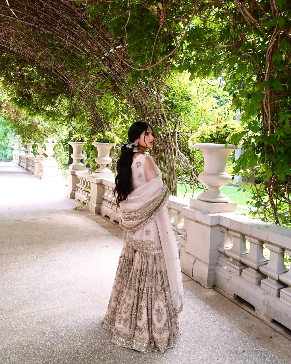 Light Pink Designer Party Wear Heavy Faux Georgette Embroidered Top, Plazzo & Dupatta Set