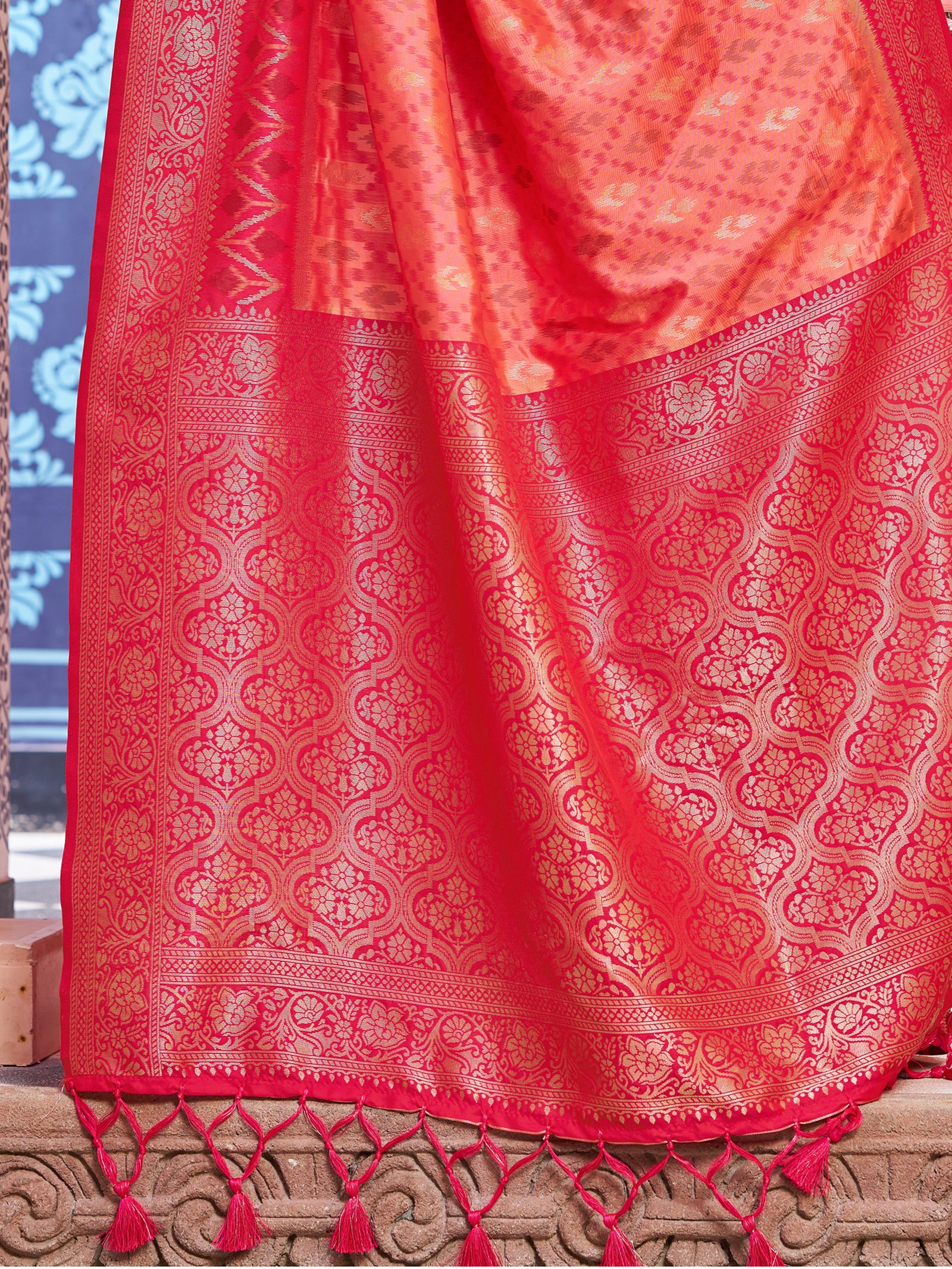 Light Pink Elegant Banarasi Tissue Silk Saree with Zari Woven Design ClothsVilla