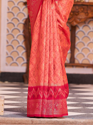 Light Pink Elegant Banarasi Tissue Silk Saree with Zari Woven Design ClothsVilla