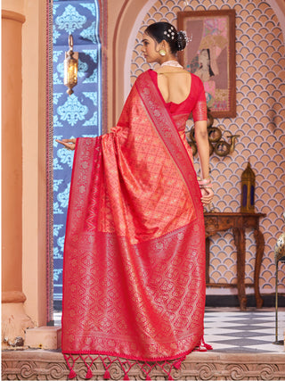 Light Pink Elegant Banarasi Tissue Silk Saree with Zari Woven Design ClothsVilla
