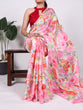Load image into Gallery viewer, Light Pink Elegant Floral Printed Dull Satin Saree with Moonga Silk Blouse ClothsVilla