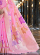 Load image into Gallery viewer, Light Pink Elegant Linen Saree with Floral Printed Weaving Work ClothsVilla