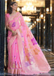 Load image into Gallery viewer, Light Pink Elegant Linen Saree with Floral Printed Weaving Work ClothsVilla