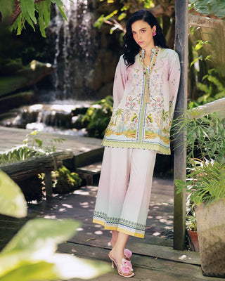 Light Pink Elegant Pure Natural Crepe Digital Print Co-Ord Set Top & Plazzo – Fully Stitched ClothsVilla