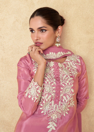 Light Pink Chinon Kurta Sharara Set ClothsVilla