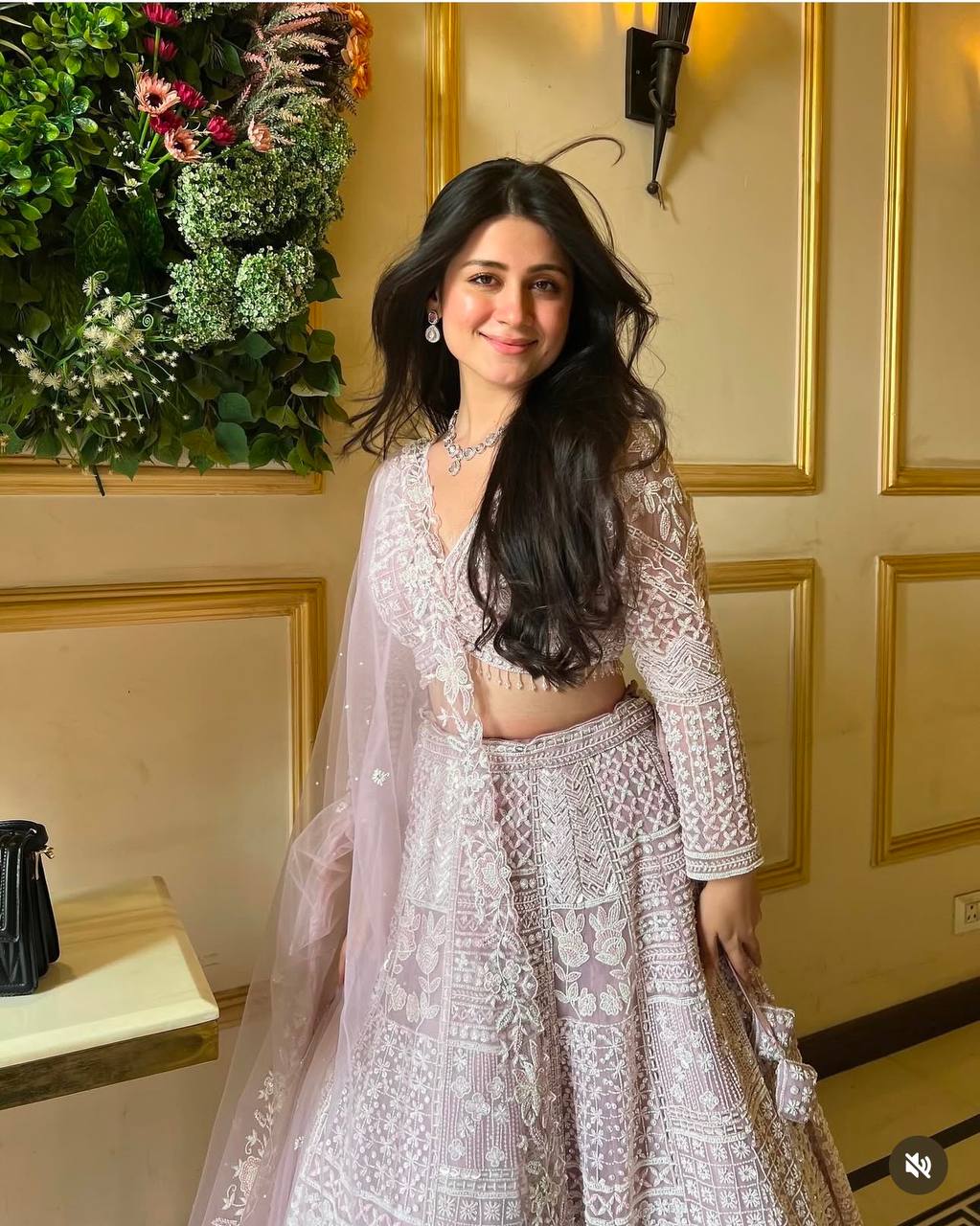 Light Pink Glamorous Net Lehenga Set with Resham & Sequins Work ClothsVilla