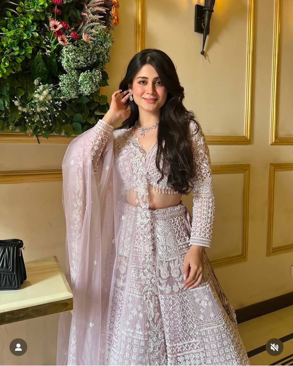 Light Pink Glamorous Net Lehenga Set with Resham & Sequins Work ClothsVilla
