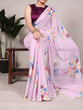 Load image into Gallery viewer, Light Pink Graceful Weightless Marble Saree with Floral Print &amp; Pearl Lace Border – Includes Banglory Blouse Piece ClothsVilla