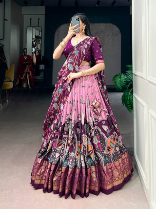 Light Pink Kalamkari Print Lehenga Choli ClothsVilla