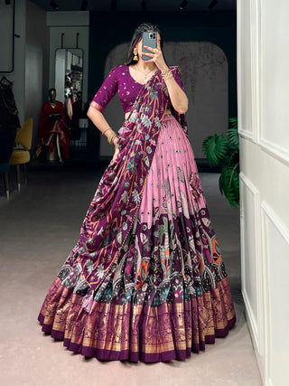Light Pink Kalamkari Print Lehenga Choli ClothsVilla