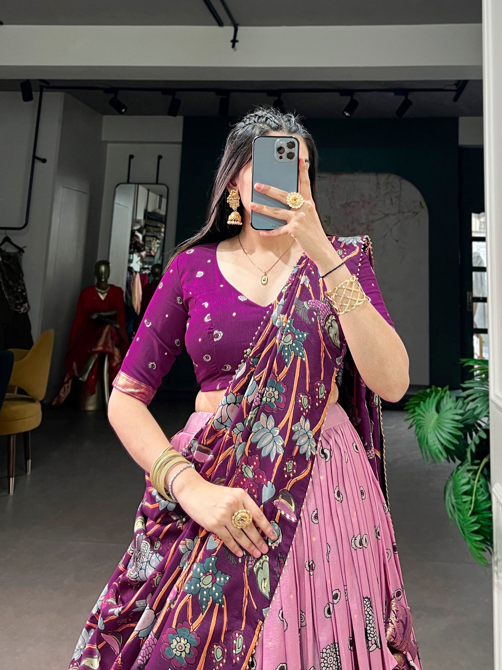 Light Pink Kalamkari Print Lehenga Choli ClothsVilla