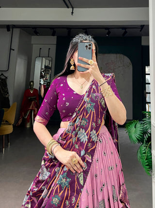 Light Pink Kalamkari Print Lehenga Choli ClothsVilla