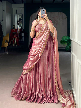 Light Pink Luxury Fendi Lehenga Set ClothsVilla