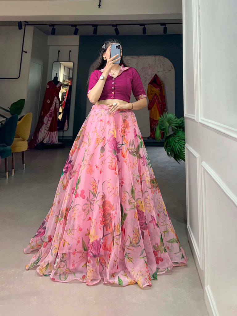 Light Pink Organza Lehenga Co-ord Set for Effortless Elegance ClothsVilla