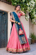 Load image into Gallery viewer, Light Pink Paithani Jacquard Silk Lehenga Set with Zari Weaving, Embroidery &amp; Scallop ClothsVilla