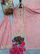 Load image into Gallery viewer, Light Pink Premium Designer Chinon Silk Party Wear Top, Plazzo &amp; Dupatta Set