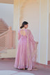 Load image into Gallery viewer, Light Pink Premium Fendy Chiffon 12-Kali Gown with Embroidered Cut-Work Dupatta ClothsVilla