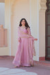 Load image into Gallery viewer, Light Pink Premium Fendy Chiffon 12-Kali Gown with Embroidered Cut-Work Dupatta ClothsVilla